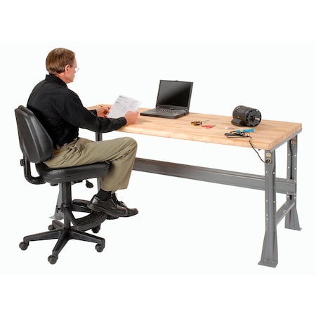 Global Industrial Workbench with Flared Leg, 72 x 36in, Maple Butcher Block Safety Edge 183980